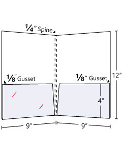 1/4 inch Spine Capacity + 1/8 inch Gusset On Two Pockets