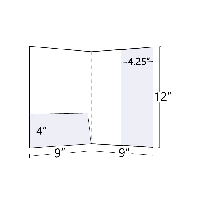 9x12 4.25inch Right Vertical + 4inch Horizontal Pocket Folder