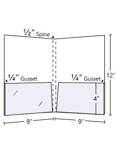 Pocket Folder 1/2 inch Spine Capacity + 1/4 inch Gusset On Two Pockets